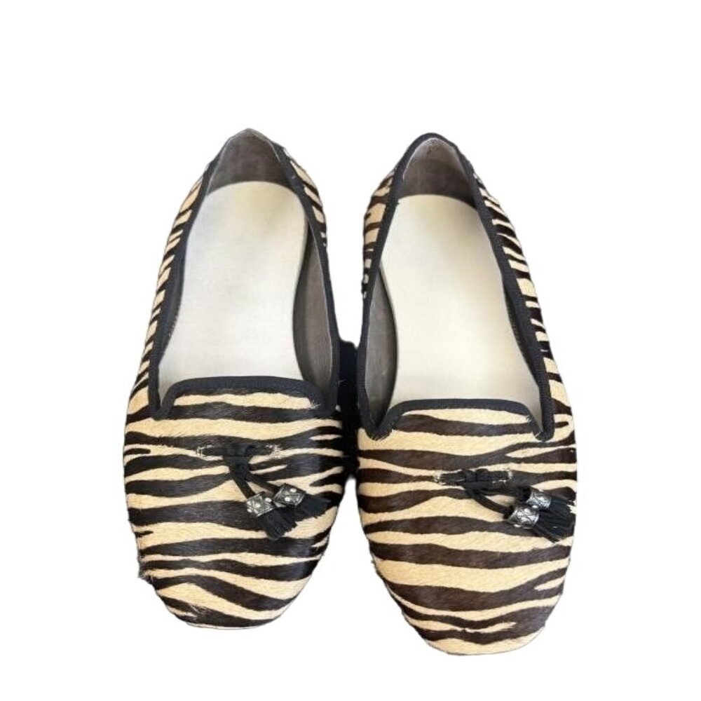 Nicole Take It Easy Calf Hair Tiger Stripe Flats Driving Shoes Slip Ons Size 8